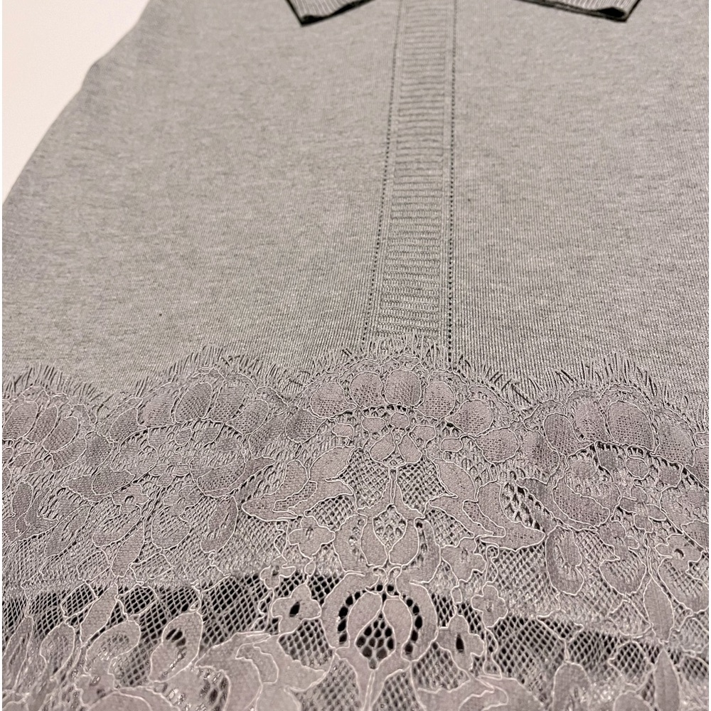 NWT🍀Tribal Women's Gray Long Sleeve Mock Neck Lace-Overlay Sweater Dress Size S - Picture 6 of 13